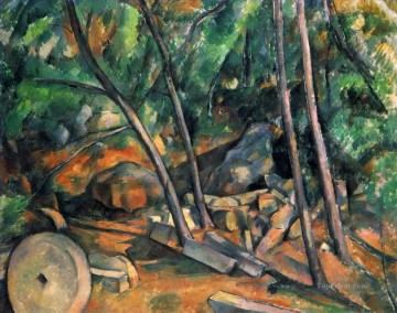 150の主題の芸術作品 Painting - 石臼のある森 ポール・セザンヌの風景